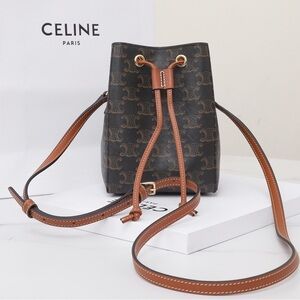 Women's Celine Triomphe Canvas Drawstring Bucket Crossbody Bag